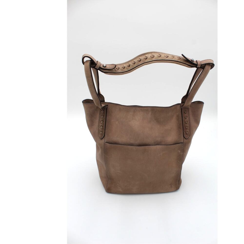 Frye Reed Leather Hobo Shoulder Bag Beige Tan Distressed Boho Western Purse - Picture 2 of 14